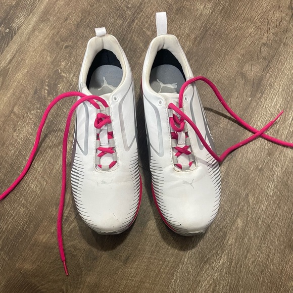 Puma Womens Faas Golf Low Top  / Pink White Silver / Faas Foam + /  Size 8 - Picture 2 of 6